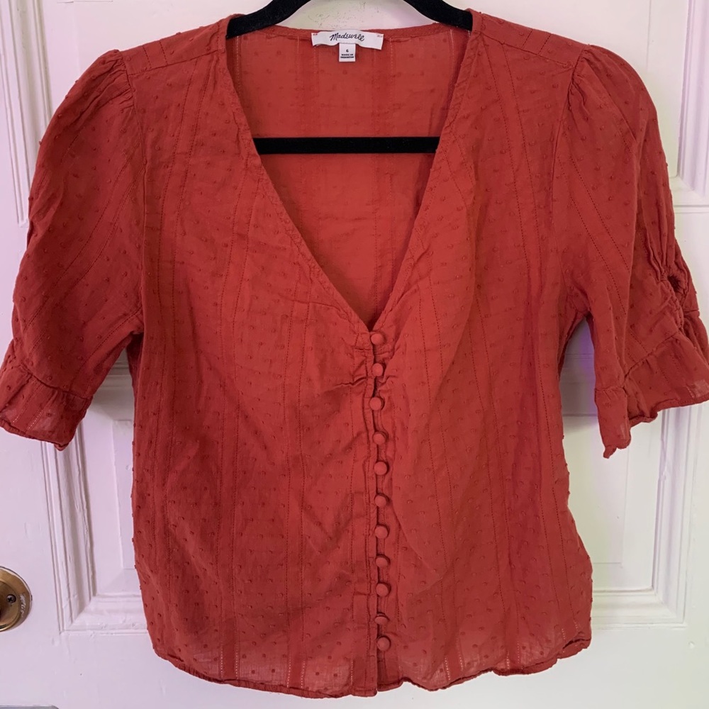 Madewell Orange Button-up Shirt